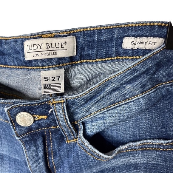 Judy Blue Skinny Fit Jeans Distressed Mid Rise Dark Wash Size 27 - Picture 3 of 6